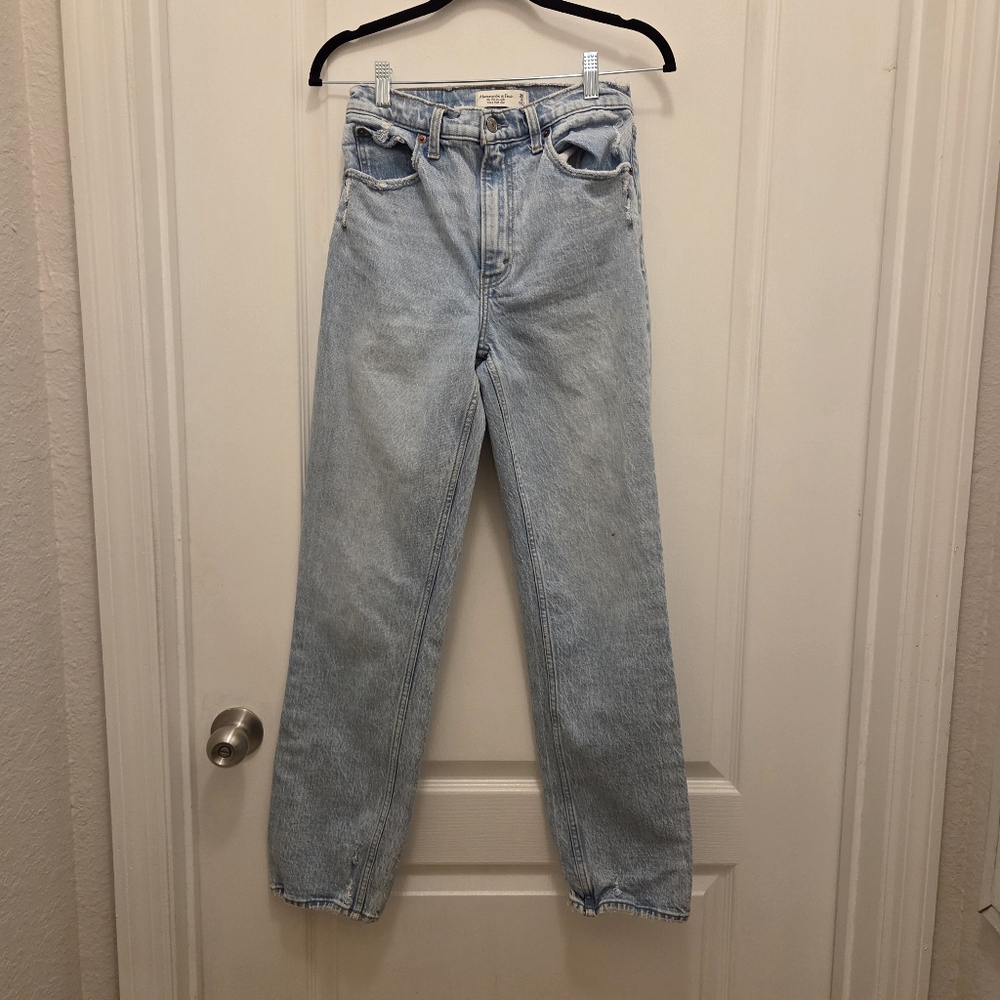 ABERCROMBIE & FITCH women's blue jeans 26 inch waist 2R 2 Regular 90's high rise